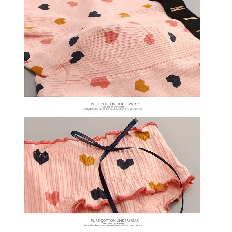 Heart Couple Panties Set Men's Underpants Women's Underwear Cotton Panties For Lover's Panties Style Cozy Men Women Underpants