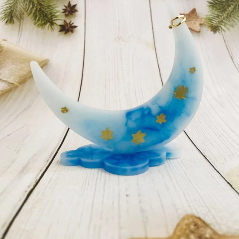 

DIY Crafts Decor Epoxy Resin Mold Moon Cloud Ornaments Casting Silicone Mould J60E