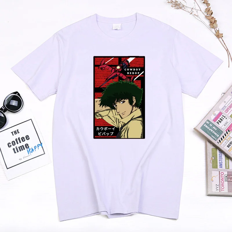 

Cool Spike Spiegel Graphic Japan Anime T-shirt Funny 90s Cowboy Bebop T Shirt Men New Harajuku Tees Manga Movie Tops Camisetas