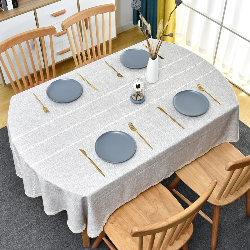 high quality luxury cotton Linen melange Table cloth lace selvage embroidery Thick hotel Wedding Dining oval Cloth Cover | Дом и сад