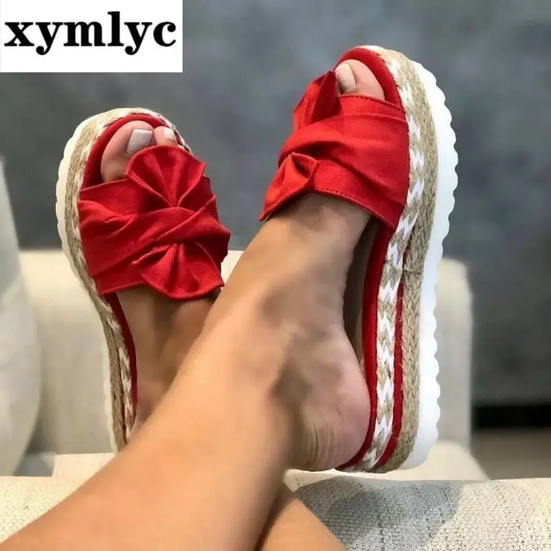 Сандалии женские с бантом Повседневные Удобные босоножки на платформе без