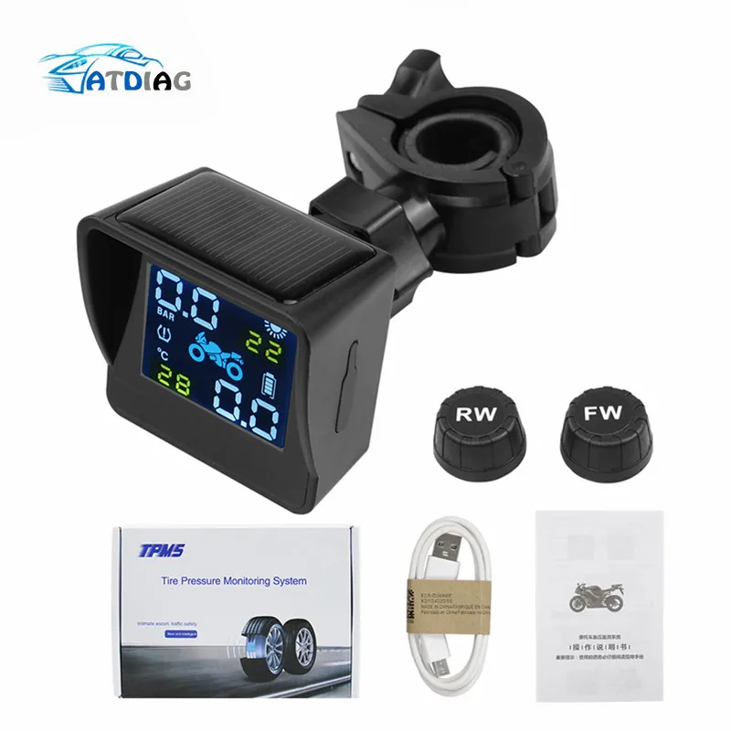 Мотоцикл TPMS USB солнечной зарядки двигателя шин давление температура мониторинга