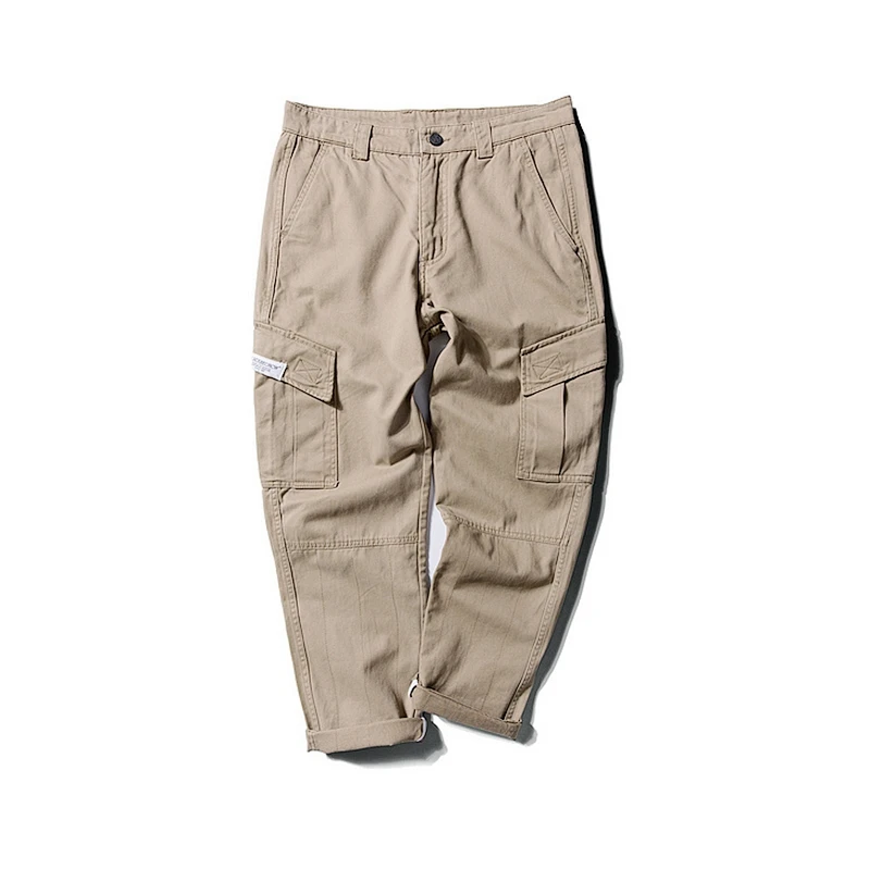 

Spring and Autumn Men's Loose and Casual Pants Teenagers Multi-pocket Overalls Water Wash Straight Trousers