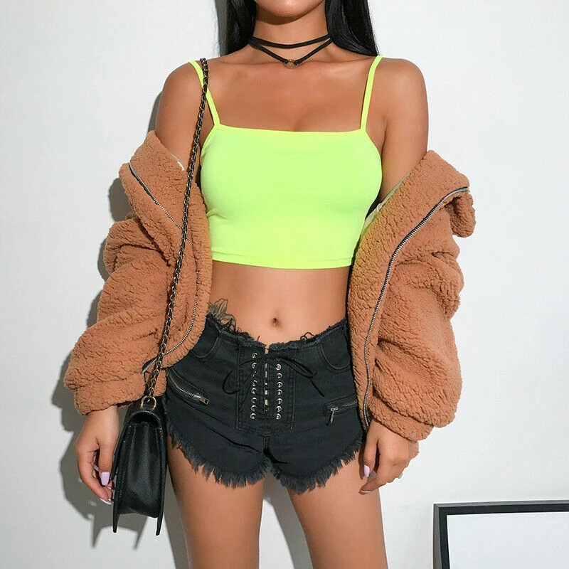 

Women Crop Top Fitness Strappy Cropped Tops Solid Vest Tank Crop Top Women T Shirt Ladies Tee Shirts Casual Woman Tee Tops