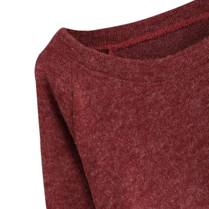 

Women Patchwork Color Long Sleeve Casual Bottom Knit Sweater With Pocket Autumn Winter