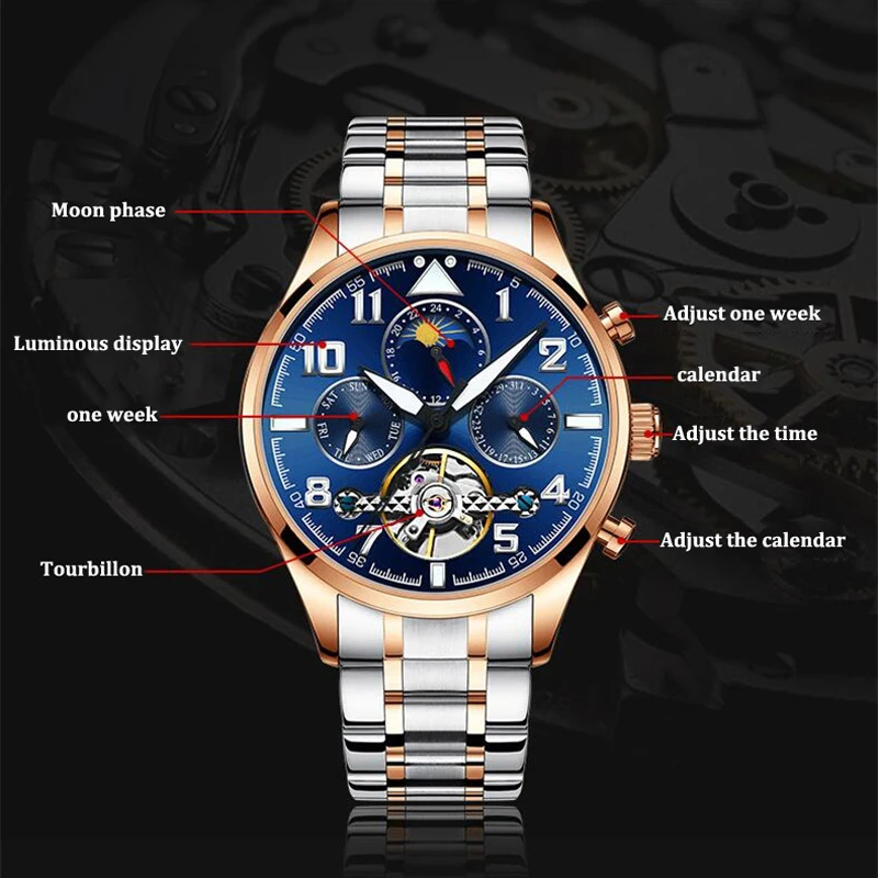 AILANG Tourbillon часы мужские модные автоматические мужские s часы лучший бренд класса люкс повседневные из нержавеющей стали водонепроницаемые механические часы мужские