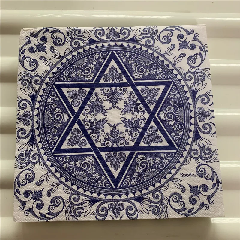 Винтажные салфетки бумажные Элегантные с синим узором декупаж свадебные