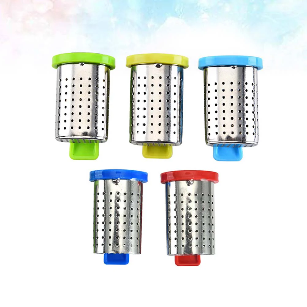 

5pcs Stainless Steel Tea Filter Infuser Tea Strainer Hanging Type for Home (Mixed Color)