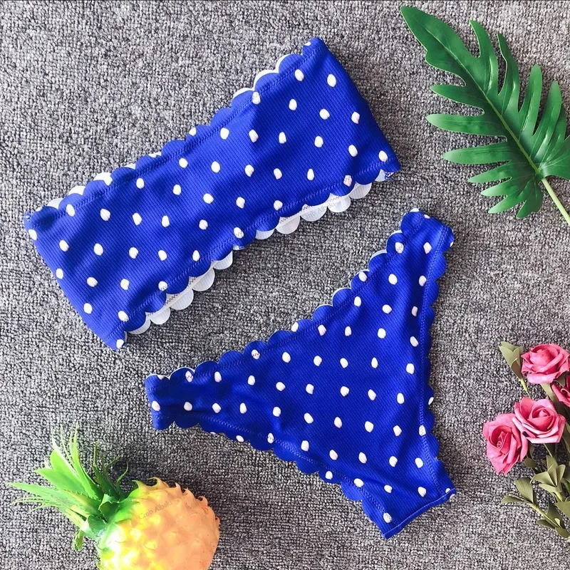 Сексуальное бикини в горошек Женский комплект из двух предметов белый пуш ап