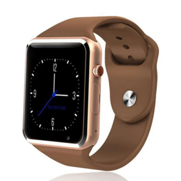 brown Наручные часы A1 Bluetooth Смарт-часы мужские спортивные Шагомер с сим-камерой Smartwatch для Android смартфона России хороший PK DZ09 - Цвет: brown