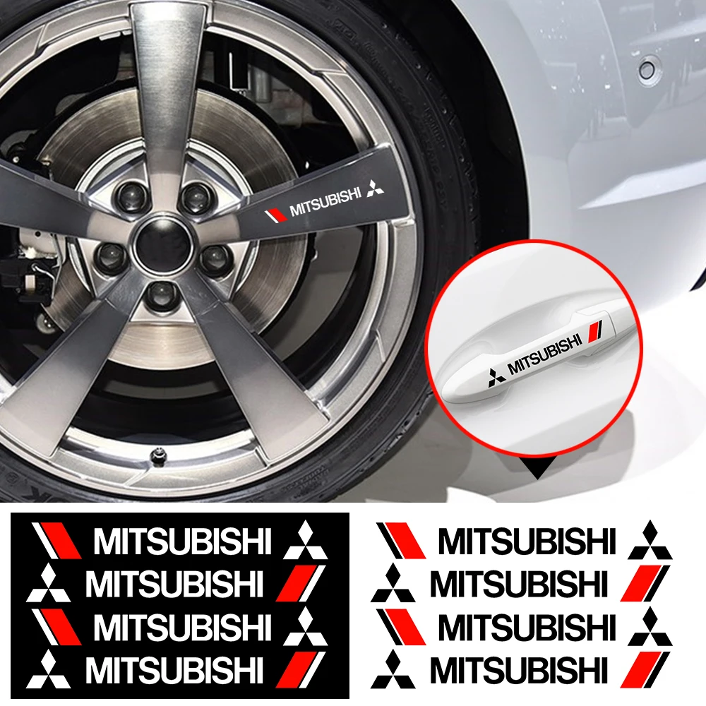 

4pcs Car Doorknob Stickers Auto Body Decal Car Accessories For Mitsubishis ASX Lancer Pajero Outlander L200 EVO Lancer EX Pajero