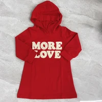 kids autumn casual dress letters embroidery hooded long sleeves loose pullover skirt for little girls 2 7 years