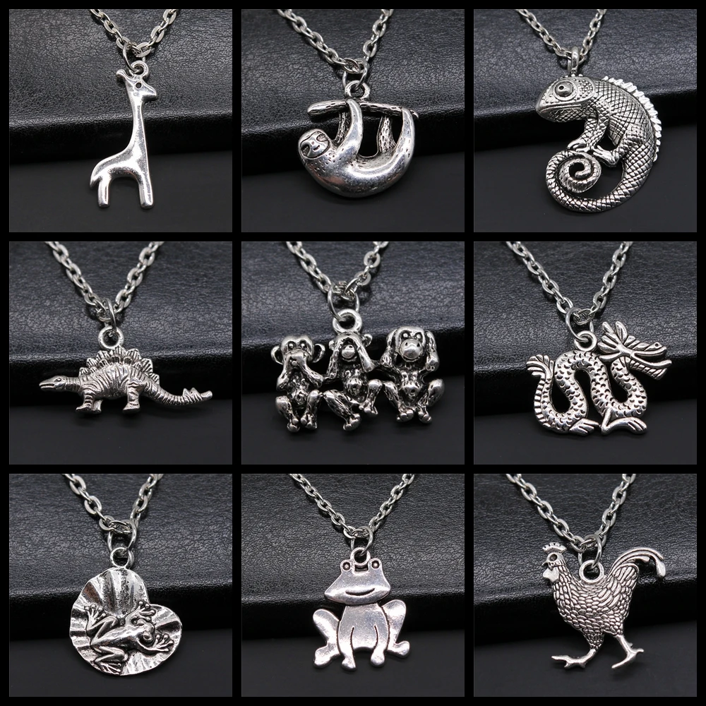 Модное простое ожерелье с животным подарок олень дракон лягушка петух монки