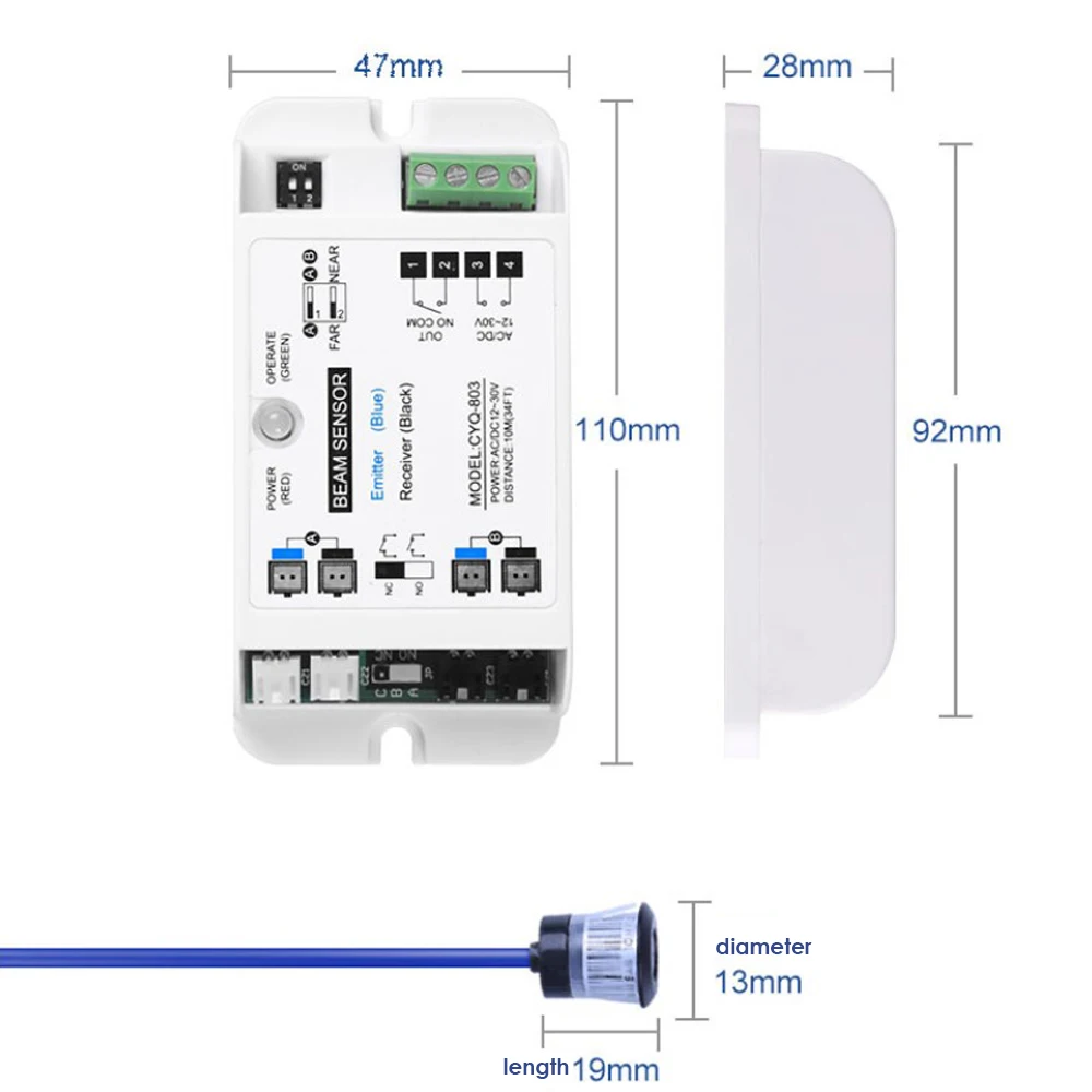 Безопасность одиночный фотоэлектрический луч датчик детектор для авто-двери