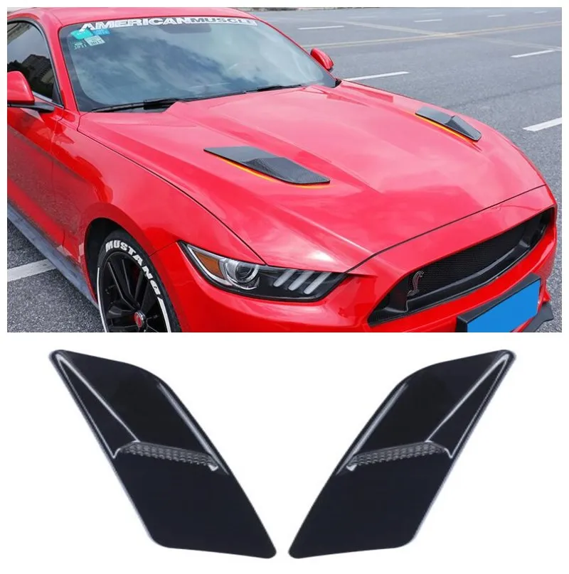 

Fits For Ford Mustang GT350 2015-2017 High quality ABS bright black Front Bumper Engine Hood Vent Cover Machine Cover