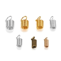 100pcs metal spring crimp clasps leather coil cord ends fastener end caps connectors for diy bracelet jewelry making accessories