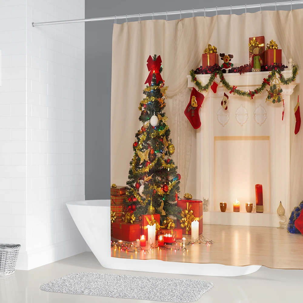 Счастливого Рождества занавески Водонепроницаемый зимний Снежный лес
