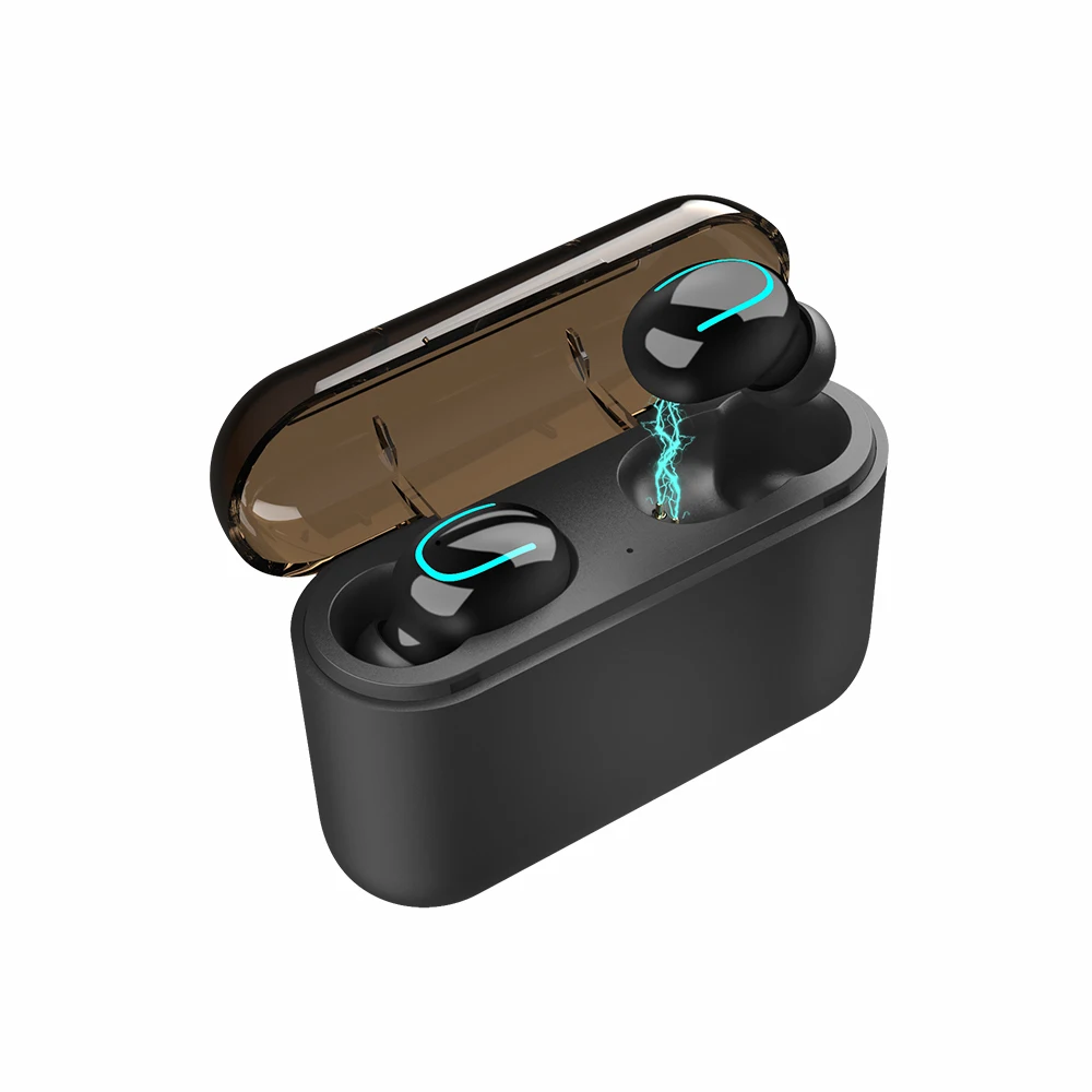 Black earphone HBQ Q32 TWS наушники истинные Беспроводные Bluetooth 5,0 3D стерео IPX5 водонепроницаемые спортивные наушники с микрофоном вкладыши HandsFree наушники - Цвет: Black earphone