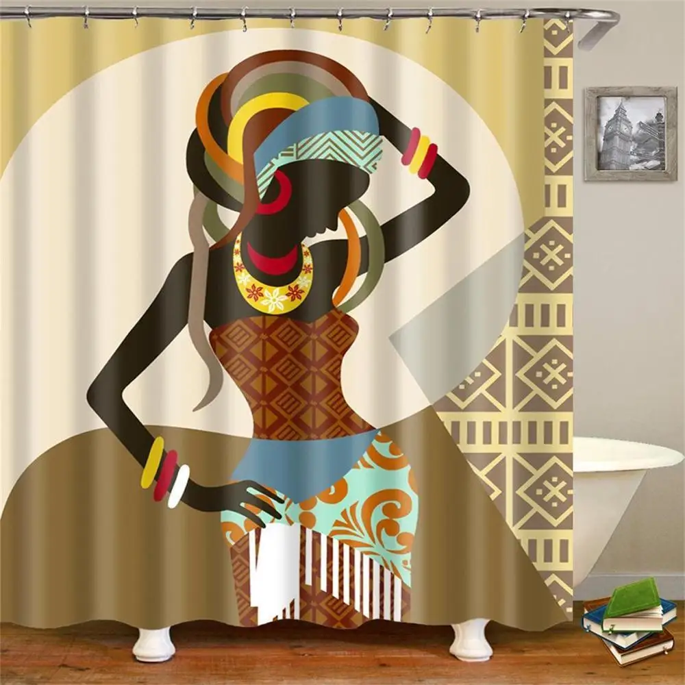 Занавеска для душа Черная Женская водонепроницаемая тканевая шторка ванной