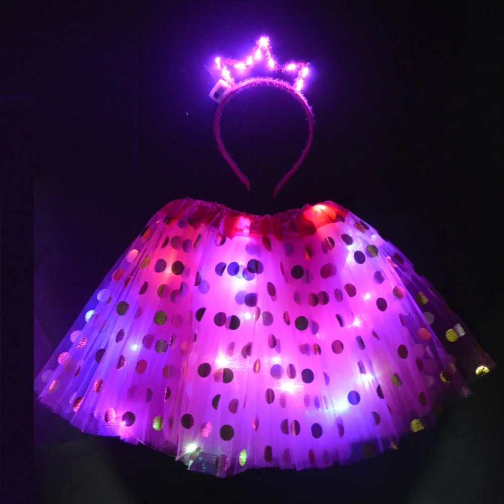 Блестящие вечерние юбки-пачки в горошек для маленьких девочек костюм с короной
