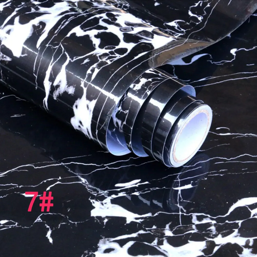 Style 7 Thickened waterproof self-adhesive wallpaper marble sticker oil proof high temperature resistant kitchen furniture decoration - Цвет: Style 7