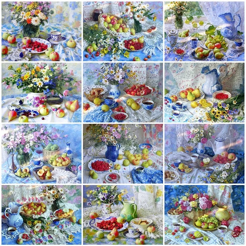 

5D DIY Diamond Painting Kits Fruit Full Round With AB Drill Craft Embroidery Daisy Landscape Cross Stitch Mosaic Home Decor Gift