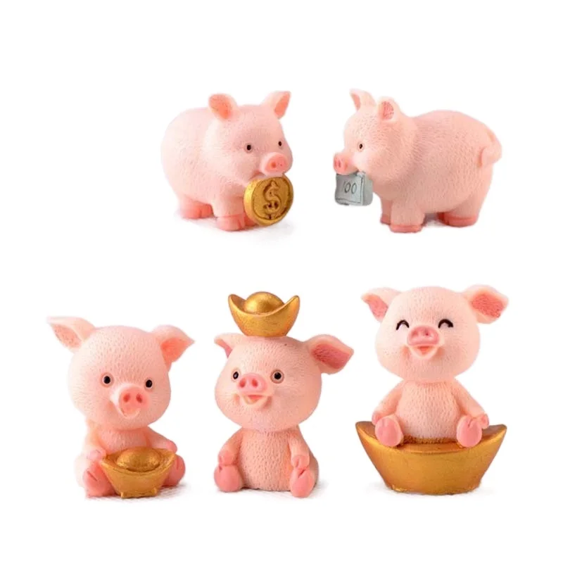 

2021NEW Cute Fortune Pig Resin Miniature Crafts Christmas Pendant Lucky Piggies Cake Topper Decoration DIY Micro Landscape New