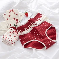 6pcsset childrens underwear sweet love strawberry print pants girls u nderpants cotton crotch middle waist briefs