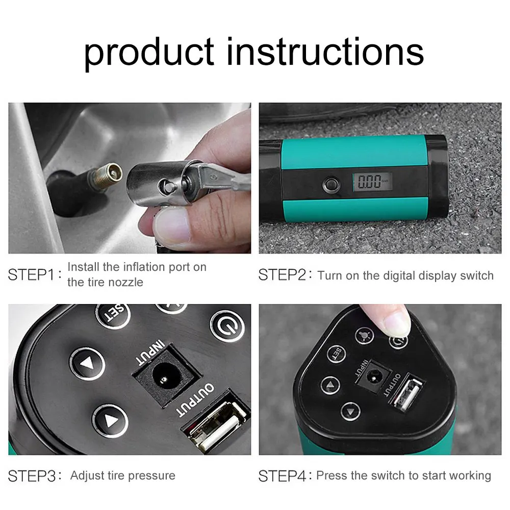 

35L / minute Intelligent Air Pump 12V For Car Motorcycles Digital 4LED Lamp Column Air Pump Wireless Charging Car Accessories