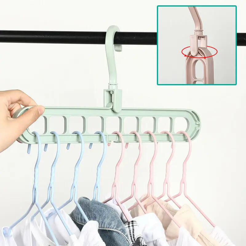9 Holes Multi-fuction Clothing Hangers Wonder Closet Space Saver Organizer Hot Sale Rotatable Plain Colour Storage Rack | Дом и сад