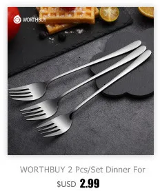 WORTHBUY 2 шт./компл. фрукты набор вилок и ложек 304 Нержавеющая сталь фруктовый салат вилка десертные ложки Bento Еда выбирает Кичен аксессуары