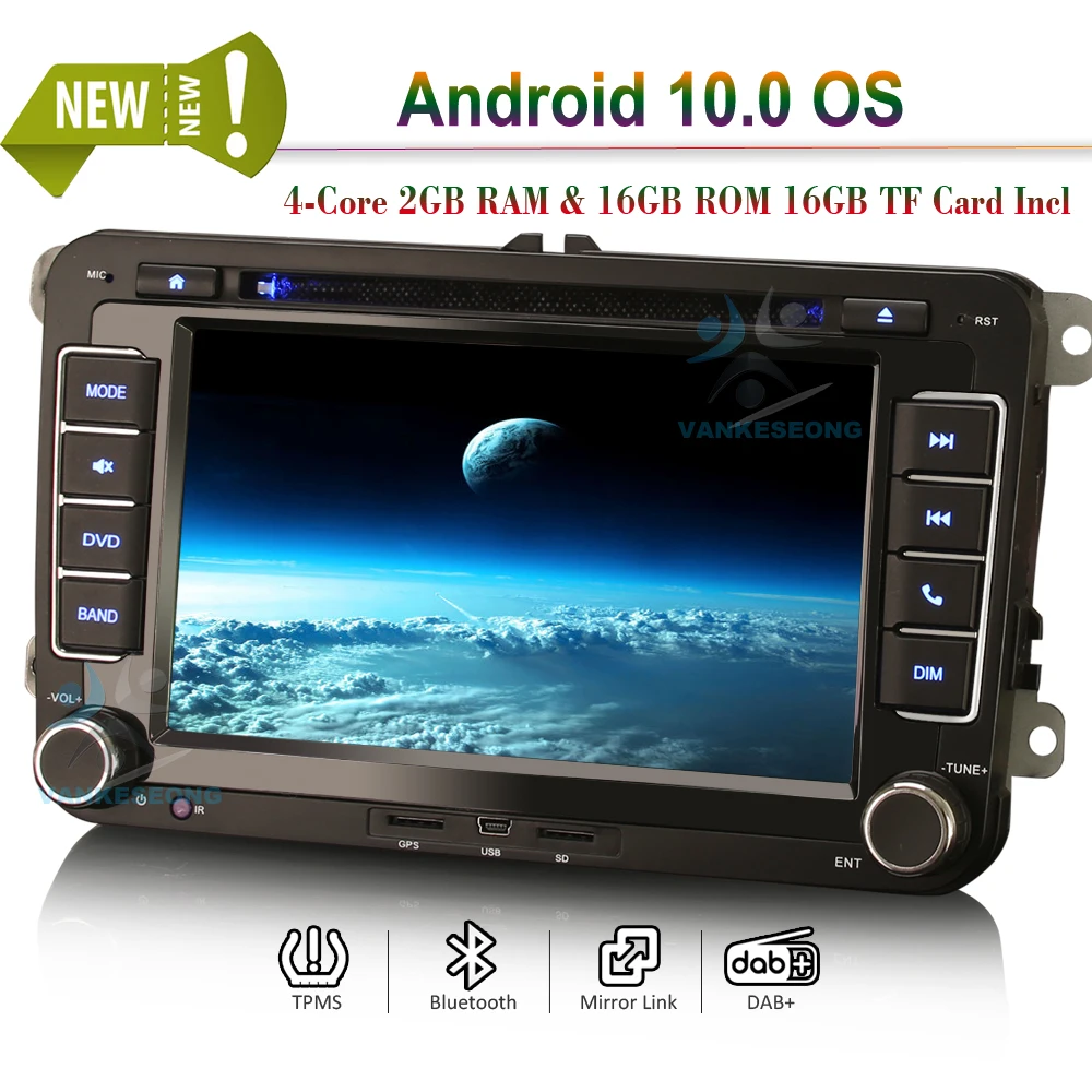 Автомагнитола 7 дюймов Android 10 0 Bluetooth DVD GPS Sat DAB + 4G Wi Fi DSP CarPlay для VW Passat Golf сиденье Polo