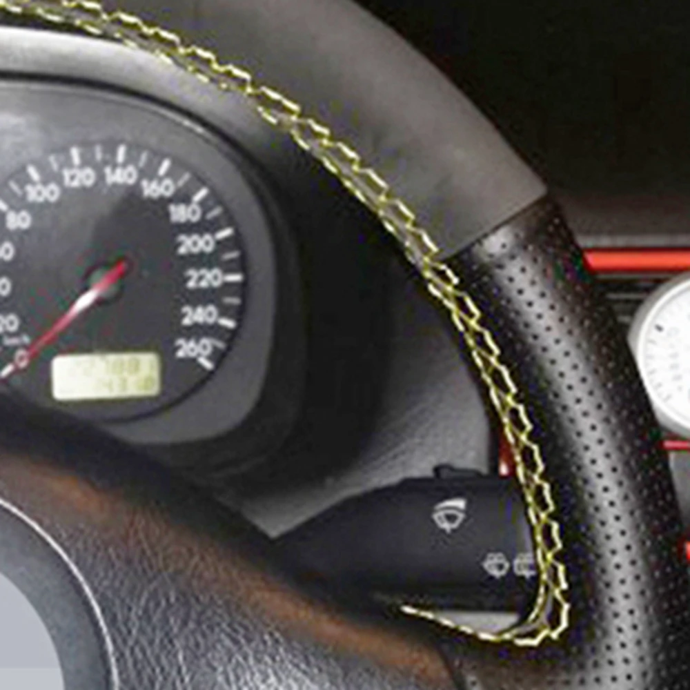 DIY черный замшевый чехол на руль для Volkswagen VW Golf 4 Mk4 1998-2004 Passat B5 1996-2005 Polo 1999-2002 Seat Leon |