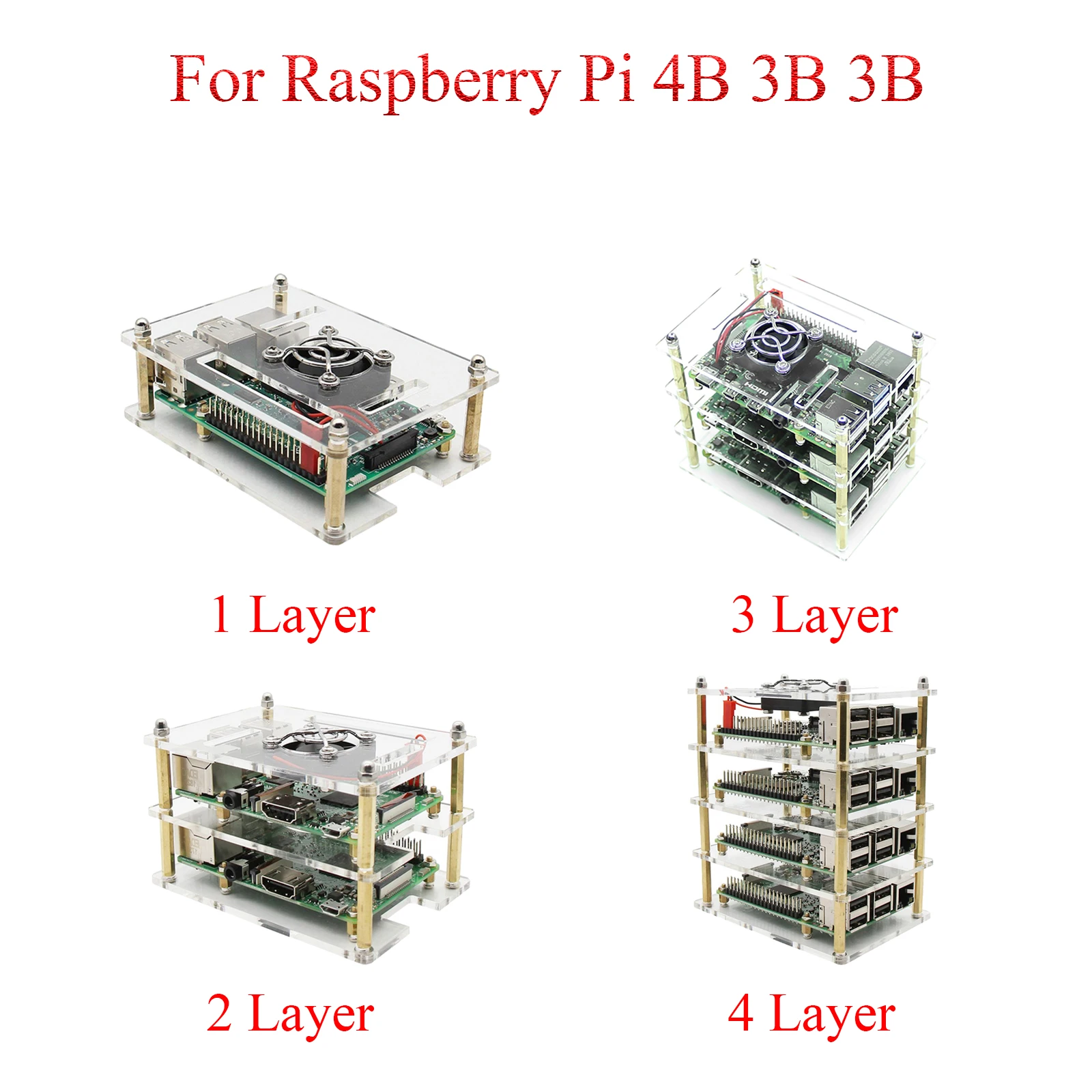 Прозрачный акриловый чехол держатель 1 4 слоя + охлаждающий вентилятор с