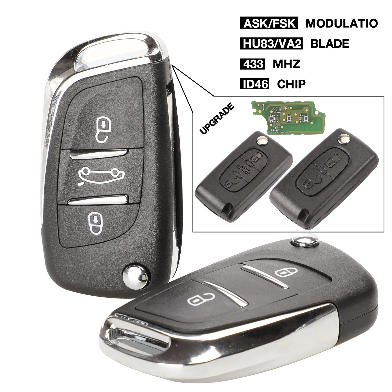 Kutery ASK/FSK 433 МГц ID46 чип CE0523 модифицированный дистанционный брелок для Peugeot 307 407 607