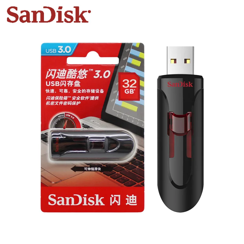 100% Оригинальный флеш-накопитель SanDisk Cruzer Glide USB 3 0 16 ГБ 32 64 флешка 128 256 карта памяти
