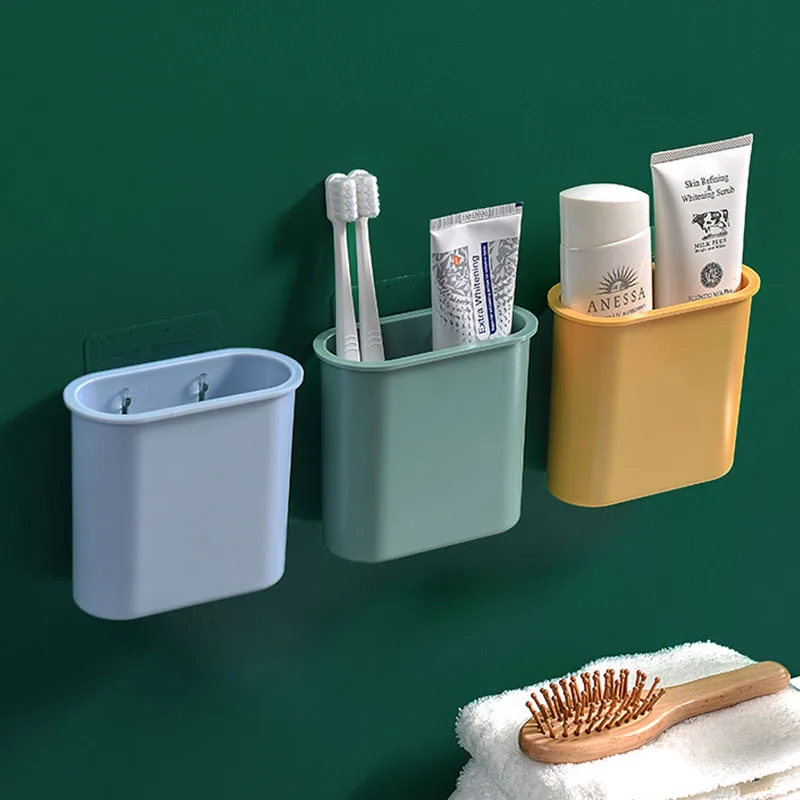 

Wall-Mounted Storage Box Storage Organizer Toothbrush Holder Household Items Shelves Makeup Brush Holder Bathroom Accessories