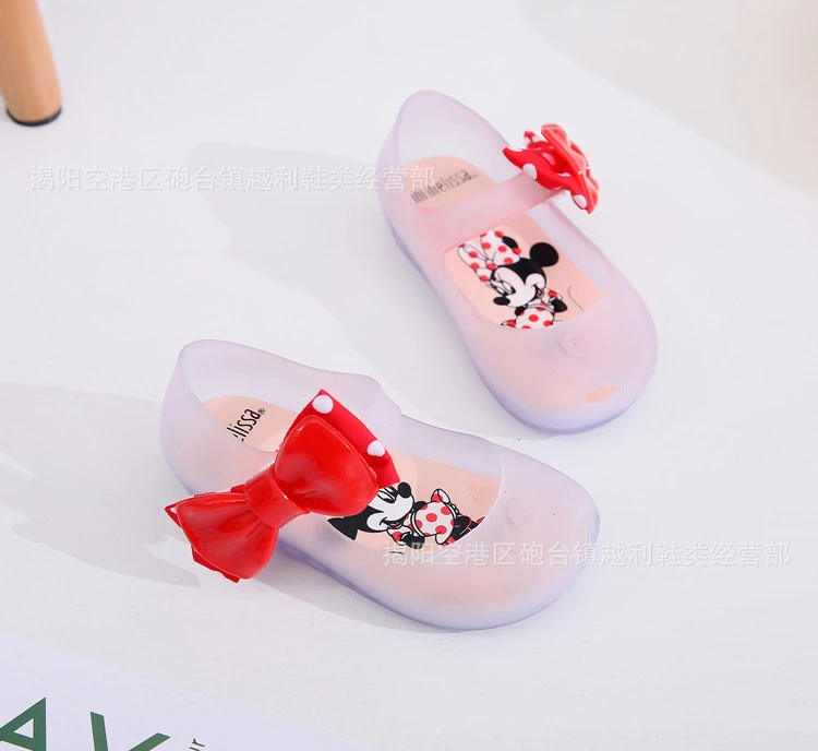 Kids Girl Side Bow Red Black Cartoon Mouse Scrub Children's Jelly Shoes Sweet Birthday Gift 4 Color | Детская одежда и обувь