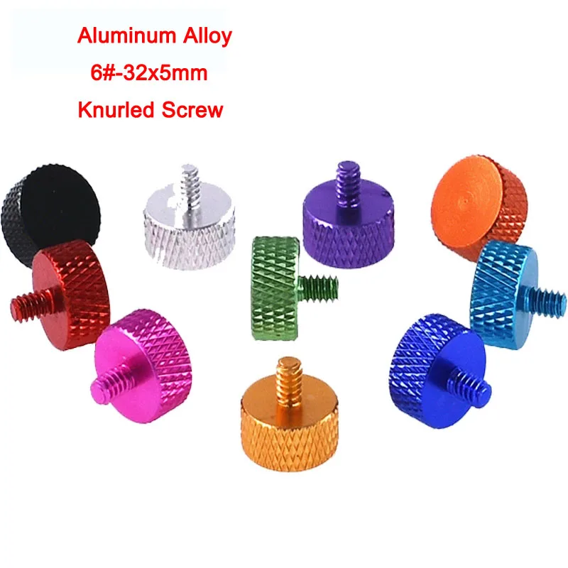 

2pcs/lot Aluminum Alloy Computer Case Side Panel Hard Drive Diy Screw Knurled Hand-Tighten Screws UNC Colorful 6#-32x5mm