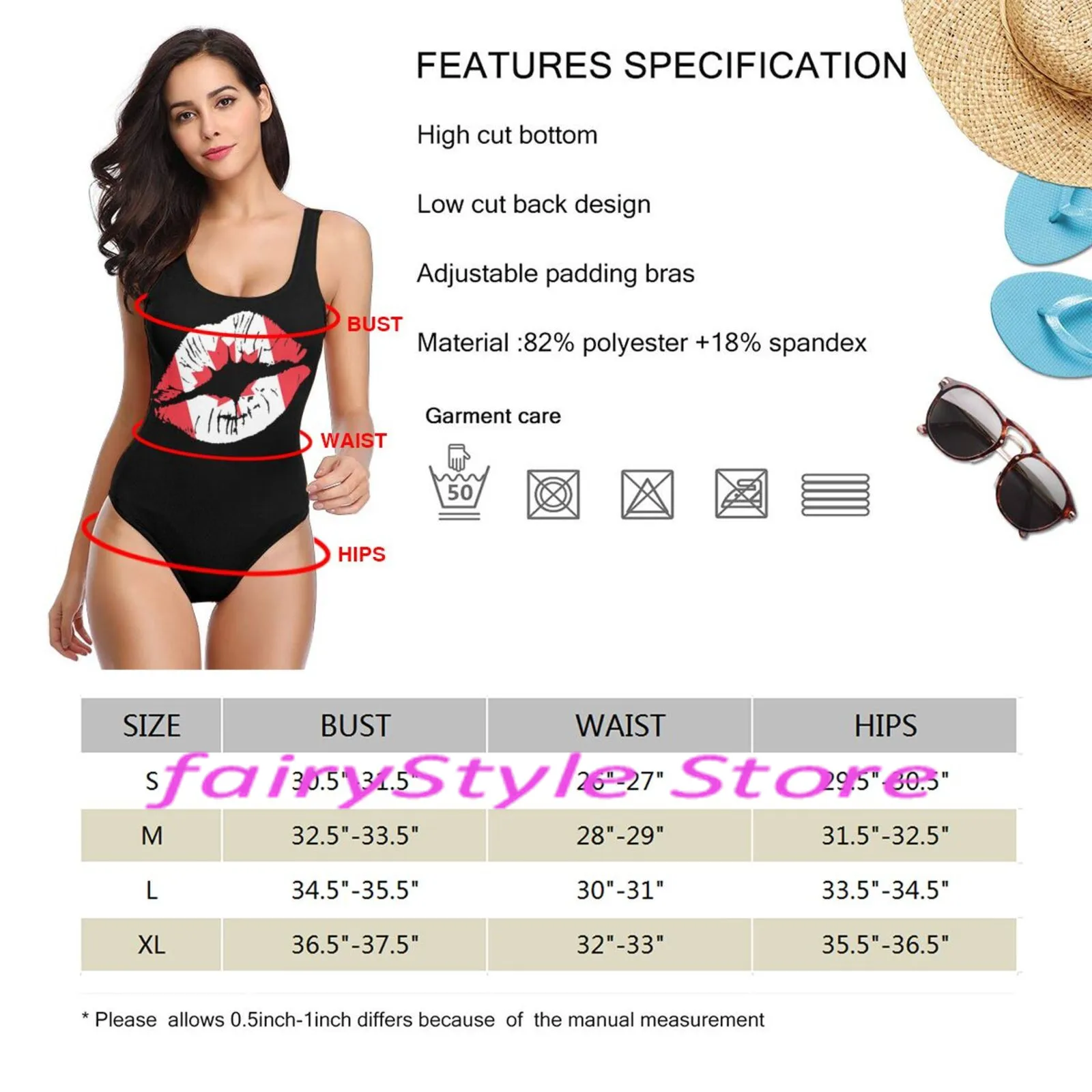 

2021 New Kiss me I'm Canadian Flag Apparel Print One Piece Swimsuit Women Swimwear Female Ribbed Bather Bathing Suit Swim Lady