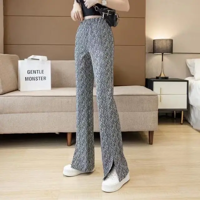 

Women's Casual Flare Split Wide Leg Pants 2021 Summer Streetwear High Waist Slim Long Pants For Women