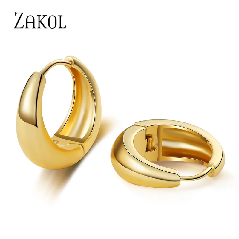 

ZAKOL 2021 New Trendy Round Shape Metal Hoop Earrings Fashion Women Gold Color Earring Jewelry Accessories EP2654