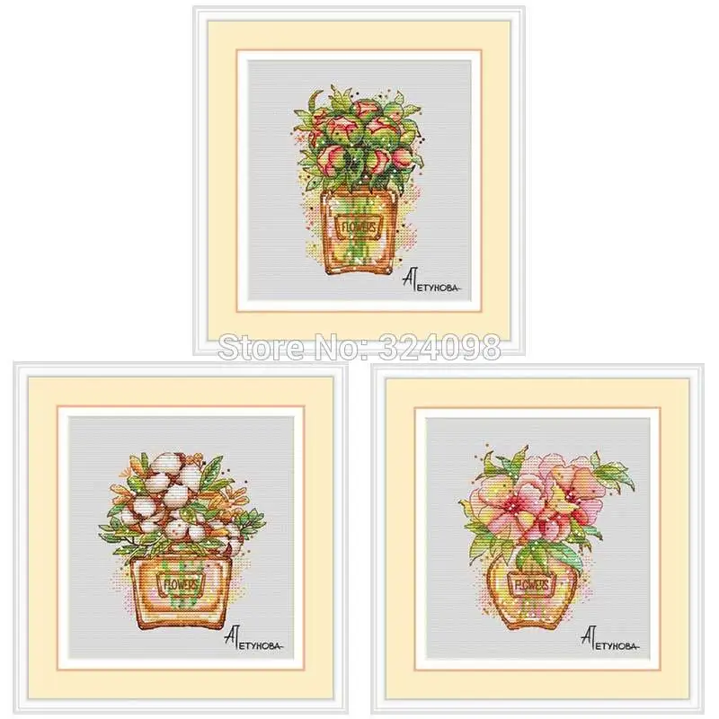 Perfume bottle flower patterns Counted Cross Stitch 11CT 14CT DIY wholesale Chinese Cross Stitch Kit Embroidery Needlework Sets