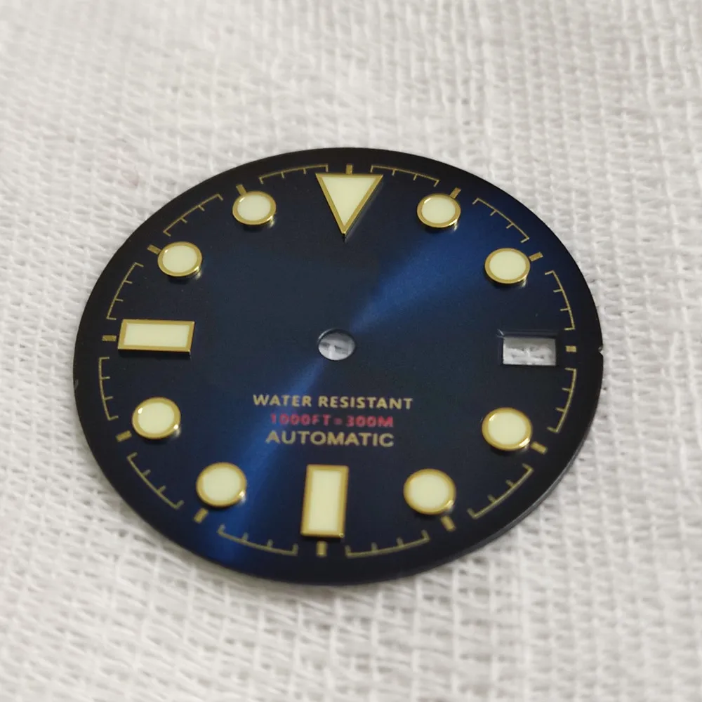 NH35 dial sunburst blue black with super luminous diving watch dial Japan Tenmadu NH35A/NH36A automatic mechanical movement 28.5