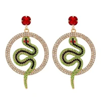 oorbellen zinc alloy statement snake shape earrings for women luxury rhinestone earrings big drop earrings jewelry accessories