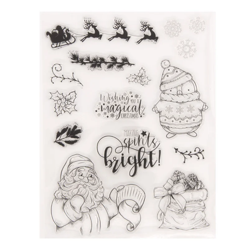 

Christmas Penguin Transparent Stamp Transparent Silicone Stamp DIY Scrapbooking Rubber Coloring Embossed Diary Decor Reusable