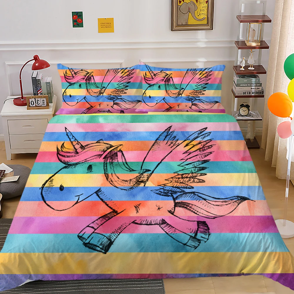 

3D Duvet Cover Set Cartoon Unicorn Child Bedding Set Modern Home Bed Set Room Decoration Home Textile
