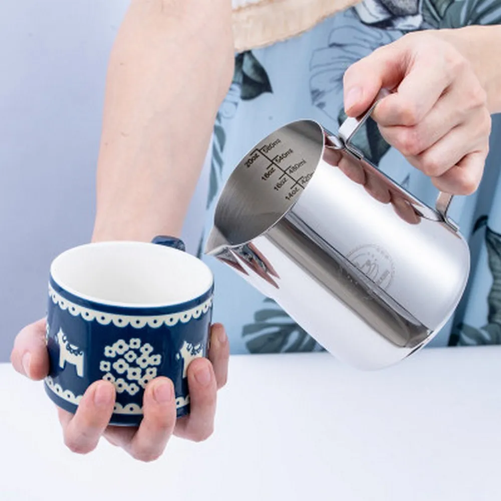 

350/600/900ml Stainless Steel Coffee Pot Round Mouth Design Craft Coffee Cappuccino Latte Cup Home Hotel Kitchen Tool