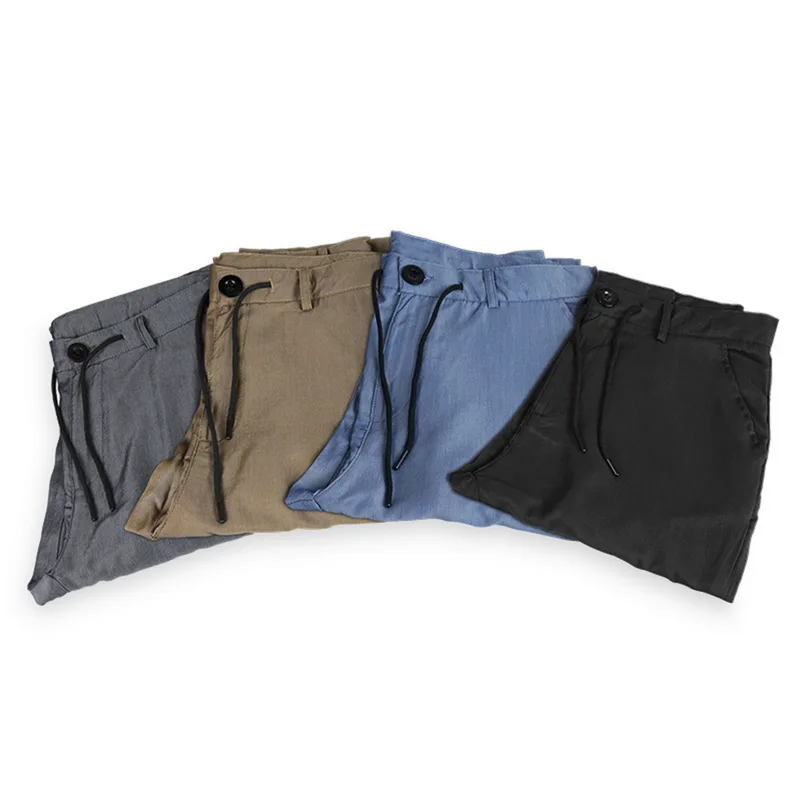 Брюки мужские тонкие в полоску модные облегающие повседневные штаны султанки