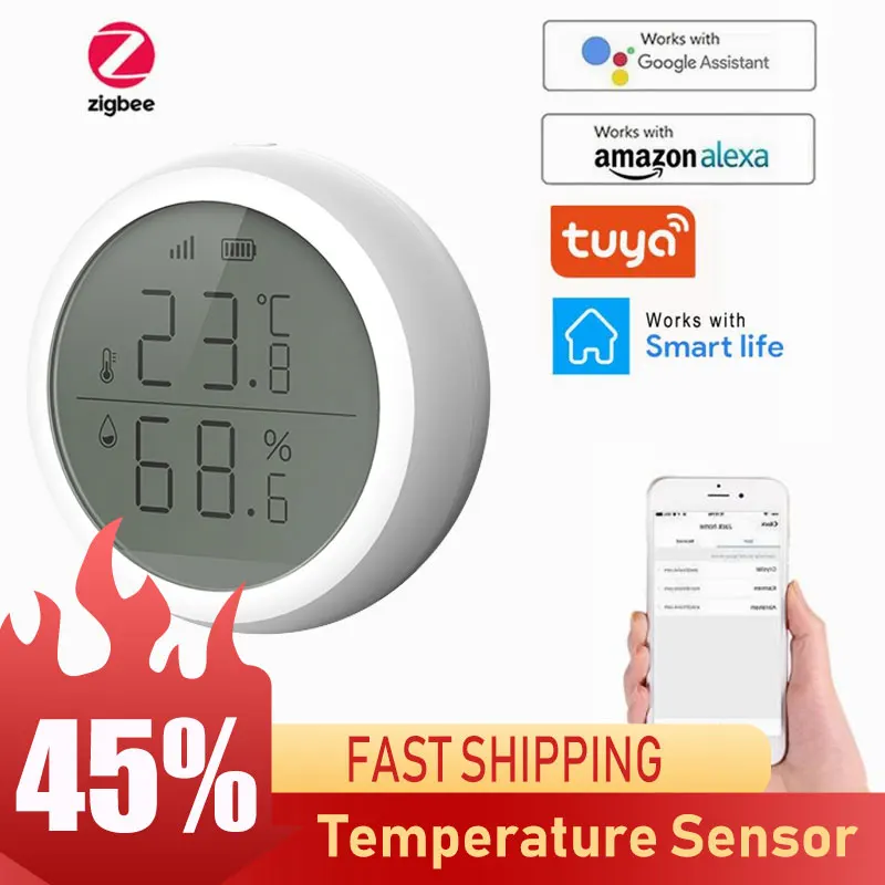 

Tuya ZigBee Temperature And Humidity Sensor With LCD Screen Display Working With TuYa ZigBee Hub Battery Powered Smart Life APP